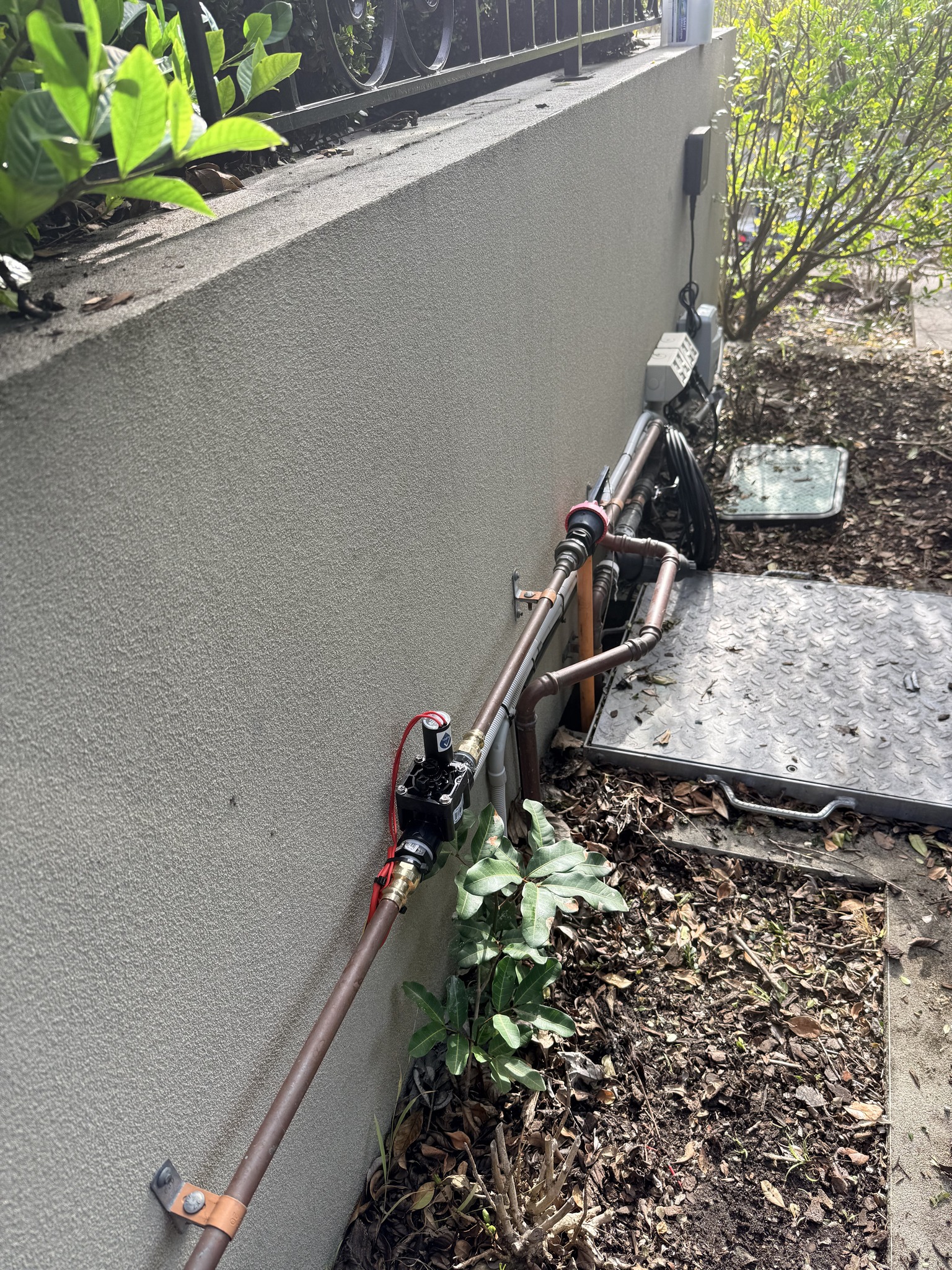 Installed tank top-up valve connected to the exterior copper supply.